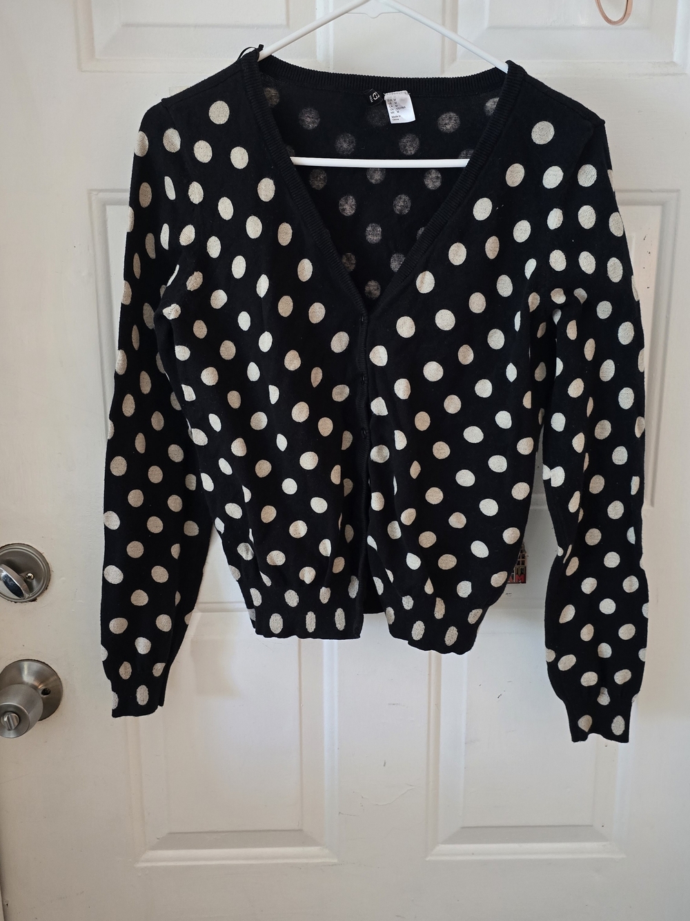 H&M Black Cardigan with White Polka Dots